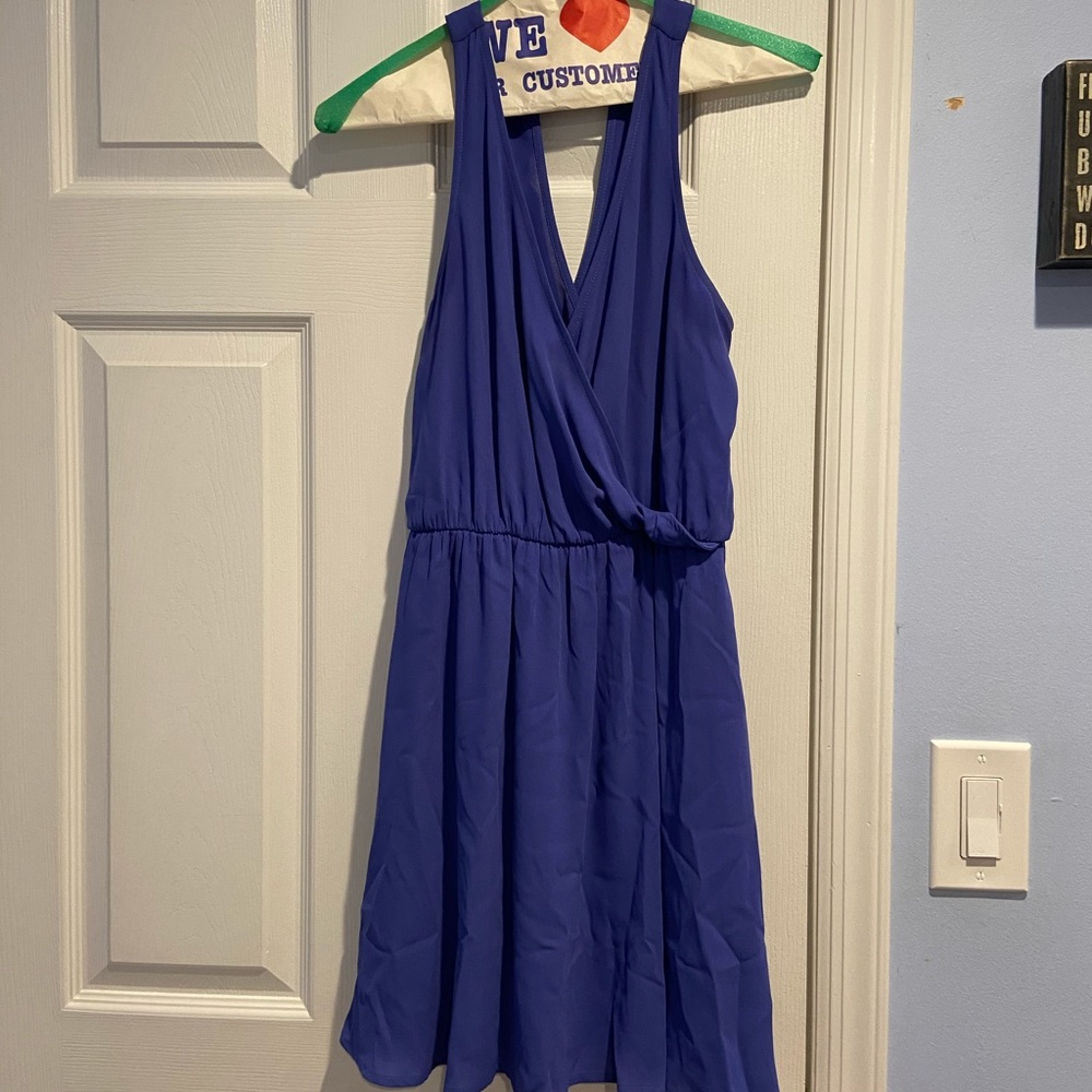 Lush periwinkle chiffon midi dress